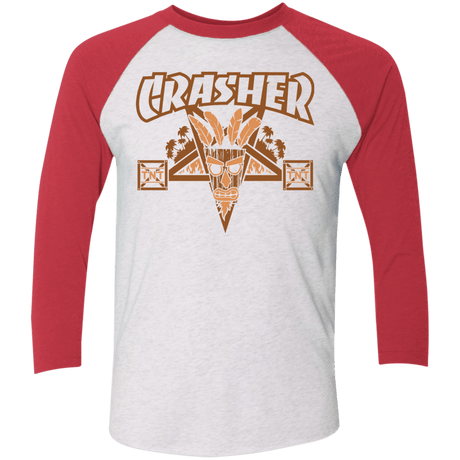 T-Shirts Heather White/Vintage Red / X-Small CRASHER Men's Triblend 3/4 Sleeve