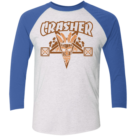 T-Shirts Heather White/Vintage Royal / X-Small CRASHER Men's Triblend 3/4 Sleeve