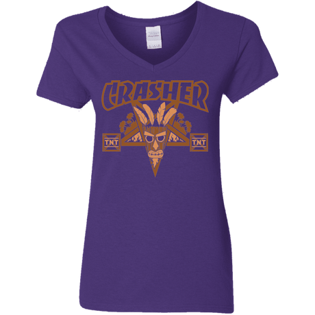 T-Shirts Purple / S CRASHER Women's V-Neck T-Shirt
