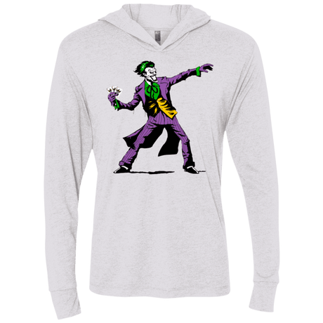 T-Shirts Heather White / X-Small Crime Clown Banksy Triblend Long Sleeve Hoodie Tee