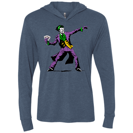 T-Shirts Indigo / X-Small Crime Clown Banksy Triblend Long Sleeve Hoodie Tee