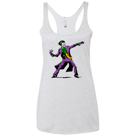 T-Shirts Heather White / X-Small Crime Clown Banksy Women's Triblend Racerback Tank