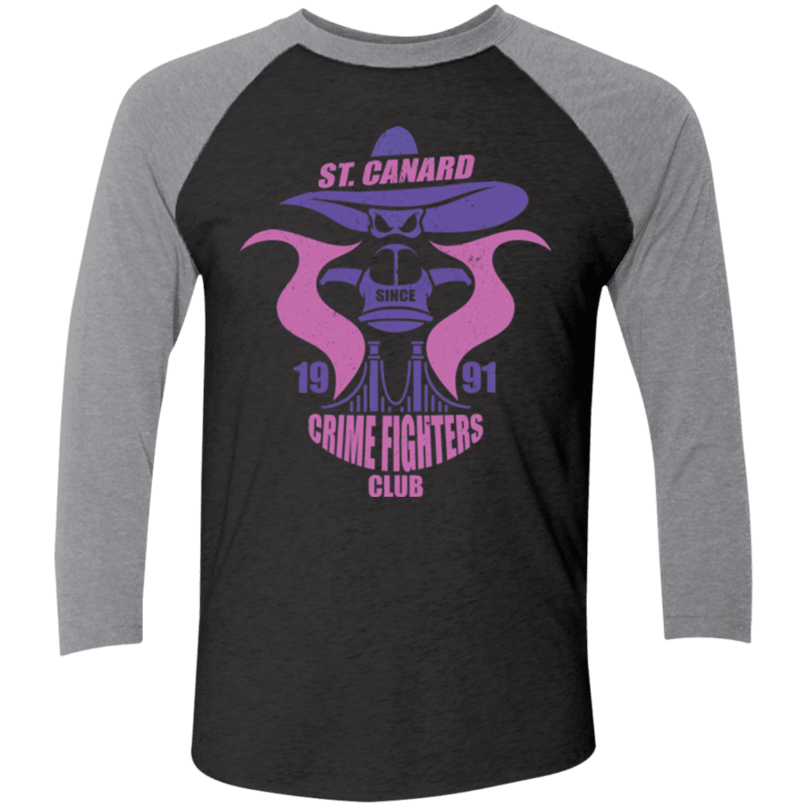 T-Shirts Vintage Black/Premium Heather / X-Small Crime Fighters Club Men's Triblend 3/4 Sleeve