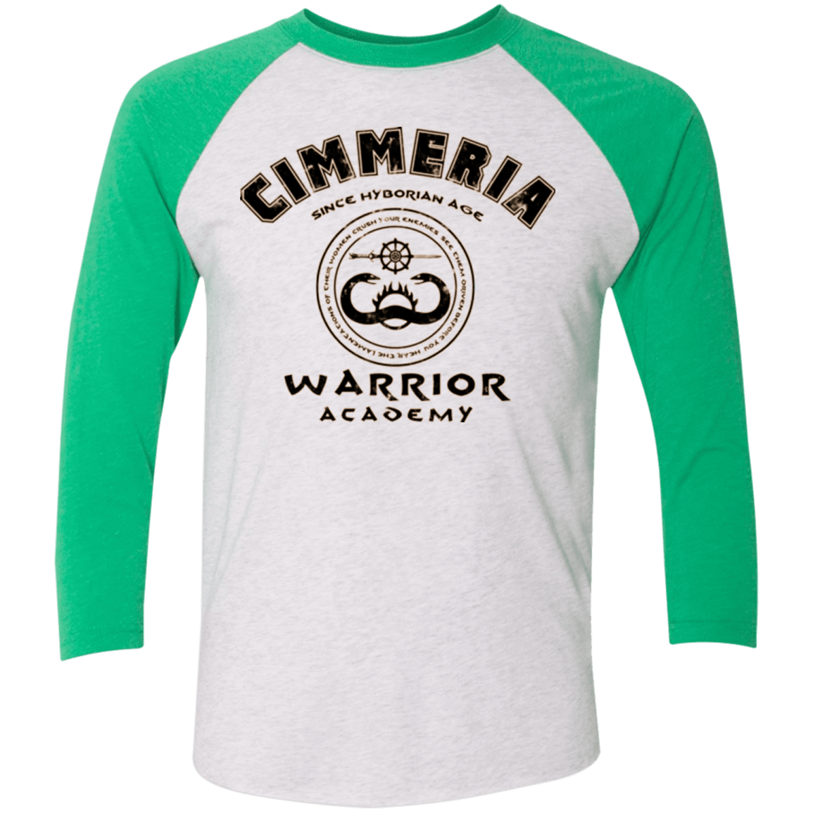 T-Shirts Heather White/Envy / X-Small Crimmeria Warrior academy Men's Triblend 3/4 Sleeve