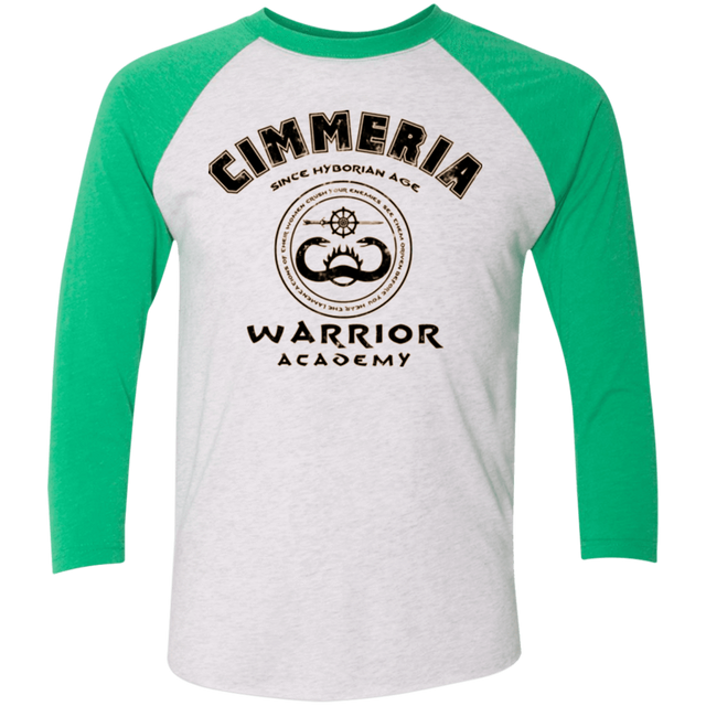 T-Shirts Heather White/Envy / X-Small Crimmeria Warrior academy Men's Triblend 3/4 Sleeve