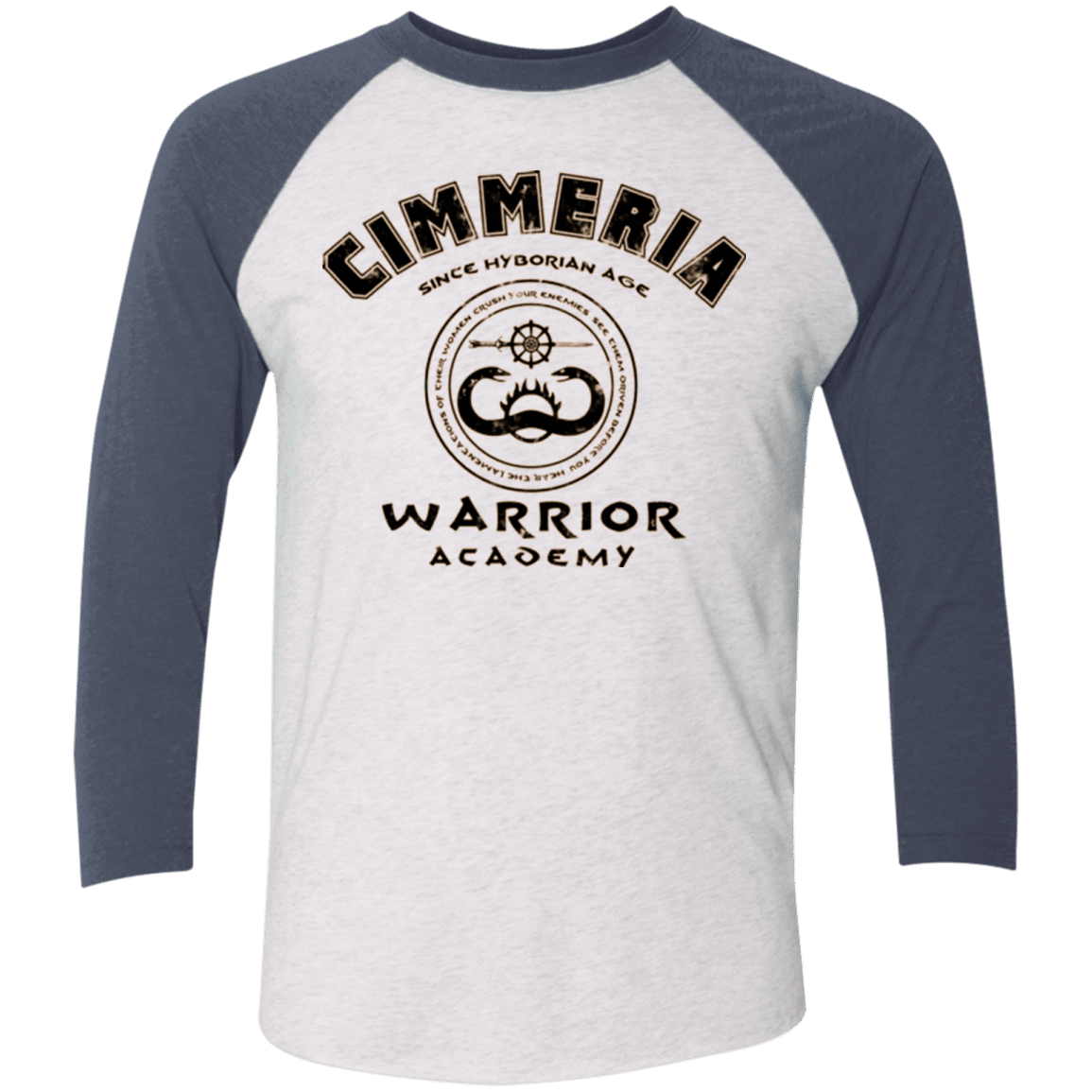 T-Shirts Heather White/Indigo / X-Small Crimmeria Warrior academy Men's Triblend 3/4 Sleeve