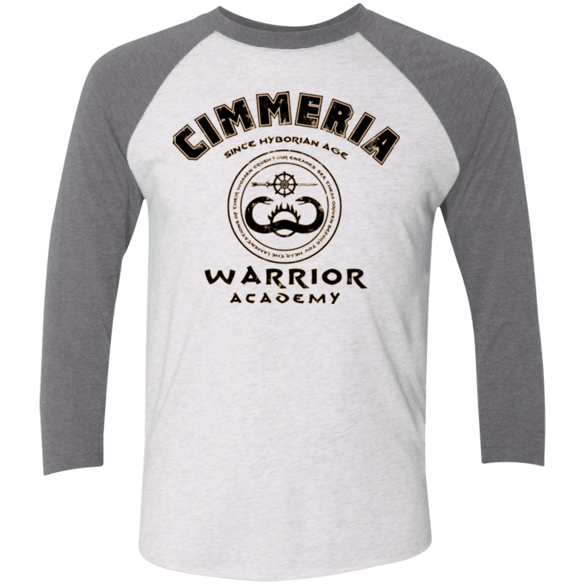 T-Shirts Heather White/Premium Heather / X-Small Crimmeria Warrior academy Men's Triblend 3/4 Sleeve