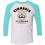 T-Shirts Heather White/Tahiti Blue / X-Small Crimmeria Warrior academy Men's Triblend 3/4 Sleeve