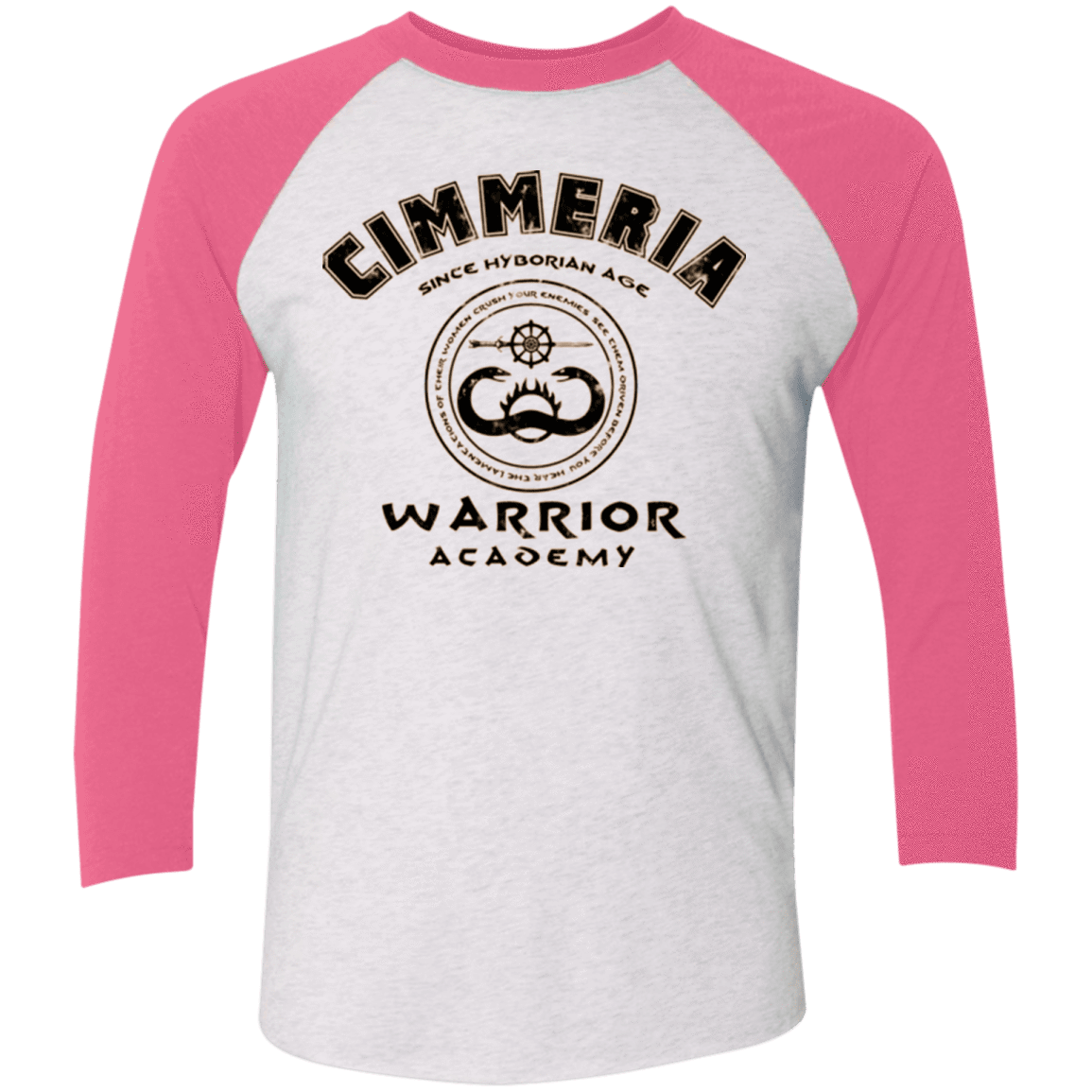 T-Shirts Heather White/Vintage Pink / X-Small Crimmeria Warrior academy Men's Triblend 3/4 Sleeve