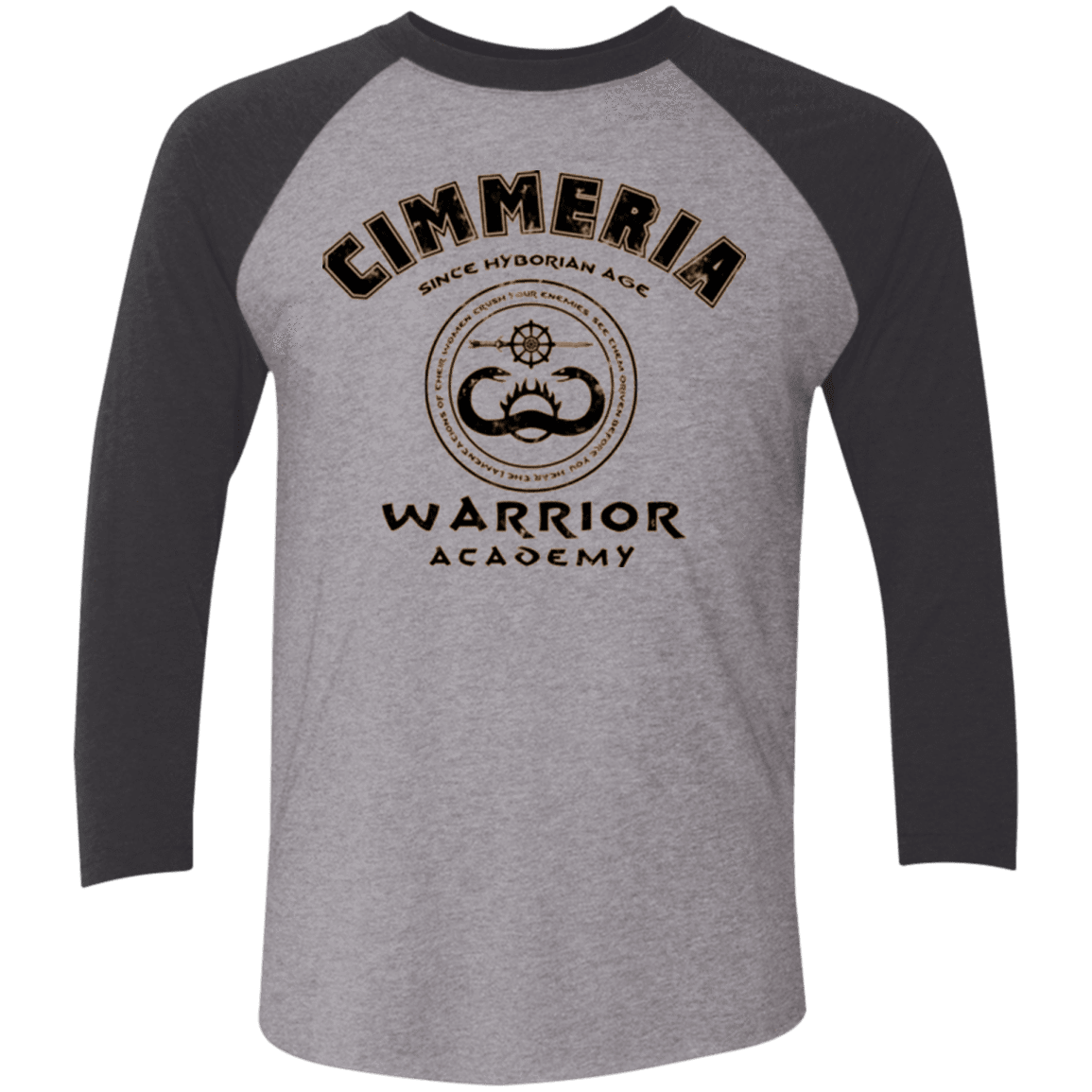 T-Shirts Premium Heather/ Vintage Black / X-Small Crimmeria Warrior academy Men's Triblend 3/4 Sleeve