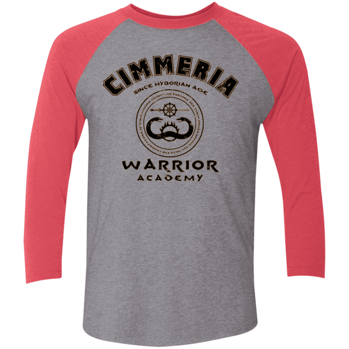 T-Shirts Premium Heather/ Vintage Red / X-Small Crimmeria Warrior academy Men's Triblend 3/4 Sleeve