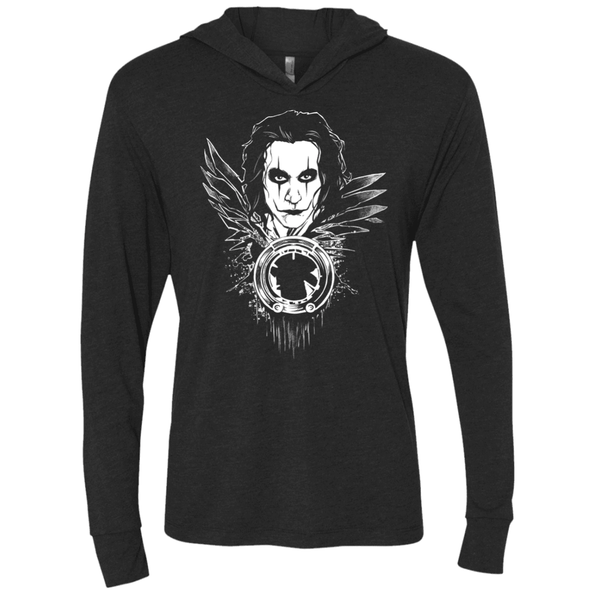 T-Shirts Vintage Black / X-Small Crow Face Triblend Long Sleeve Hoodie Tee