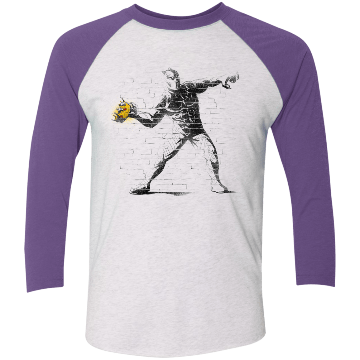 T-Shirts Heather White/Purple Rush / X-Small Crown Thrower Men's Triblend 3/4 Sleeve