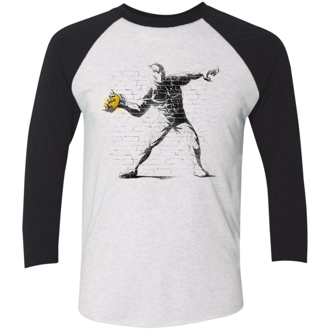 T-Shirts Heather White/Vintage Black / X-Small Crown Thrower Men's Triblend 3/4 Sleeve