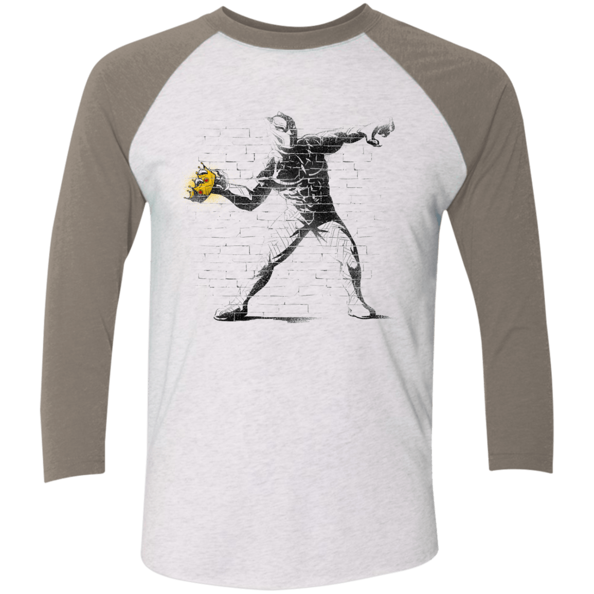 T-Shirts Heather White/Vintage Grey / X-Small Crown Thrower Men's Triblend 3/4 Sleeve