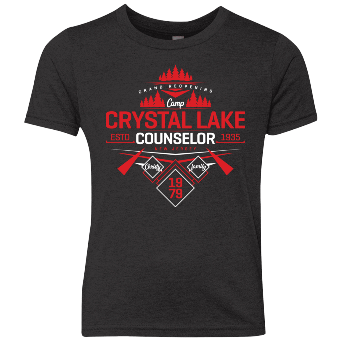 T-Shirts Vintage Black / YXS Crystal Lake Counselor Youth Triblend T-Shirt