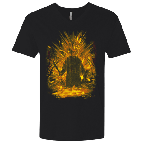 T-Shirts Black / X-Small Crystal Lake Storm Orange Men's Premium V-Neck