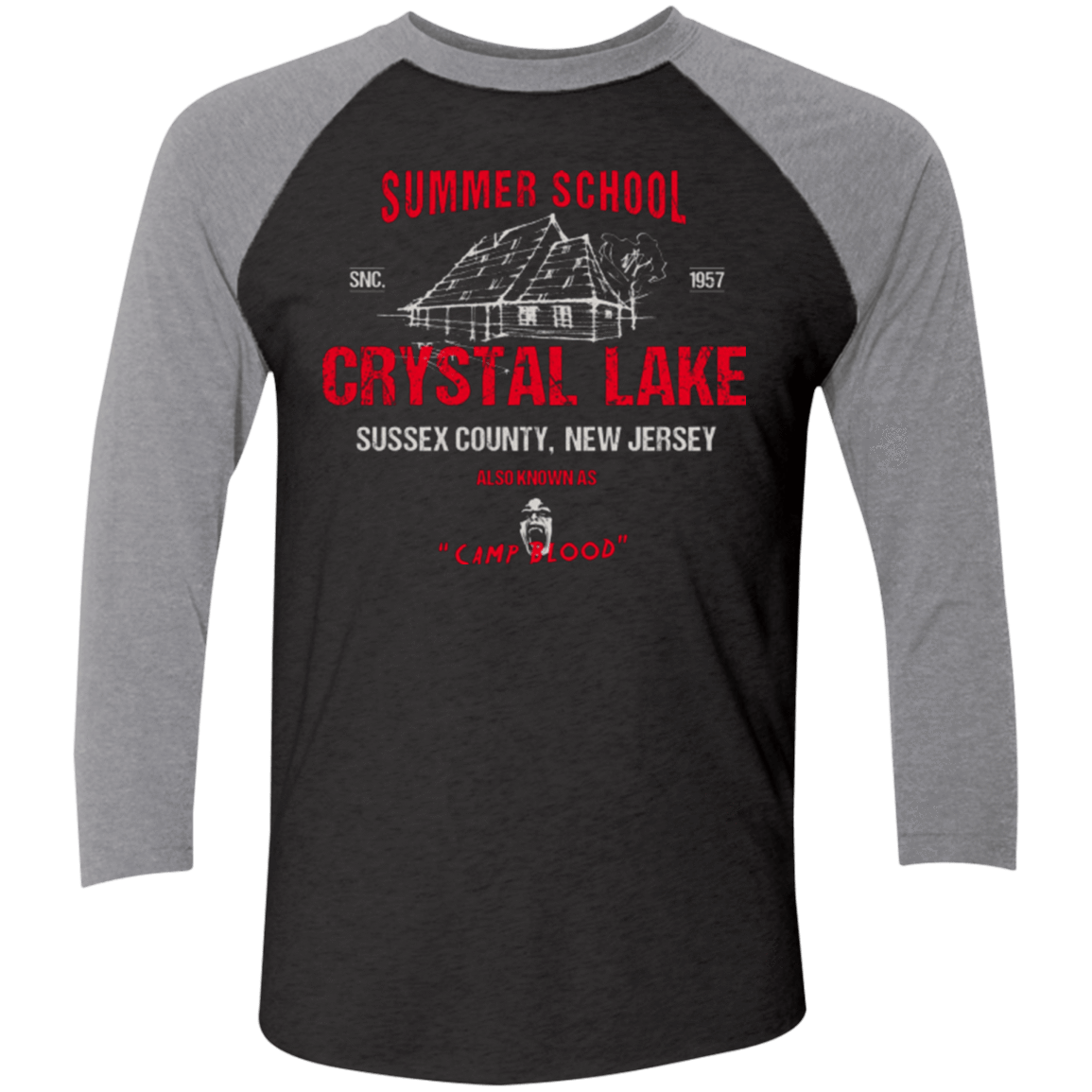 T-Shirts Vintage Black/Premium Heather / X-Small Crystal Lake summer school Men's Triblend 3/4 Sleeve