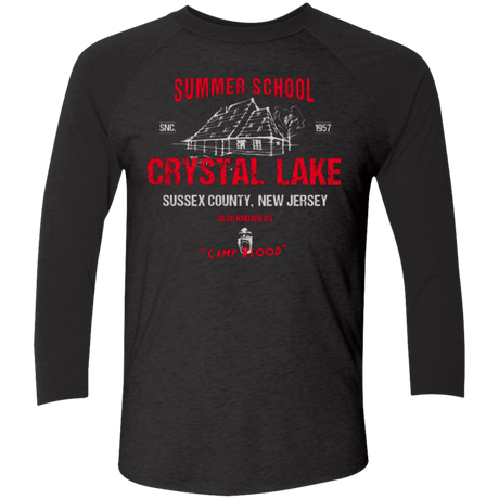 T-Shirts Vintage Black/Vintage Black / X-Small Crystal Lake summer school Men's Triblend 3/4 Sleeve