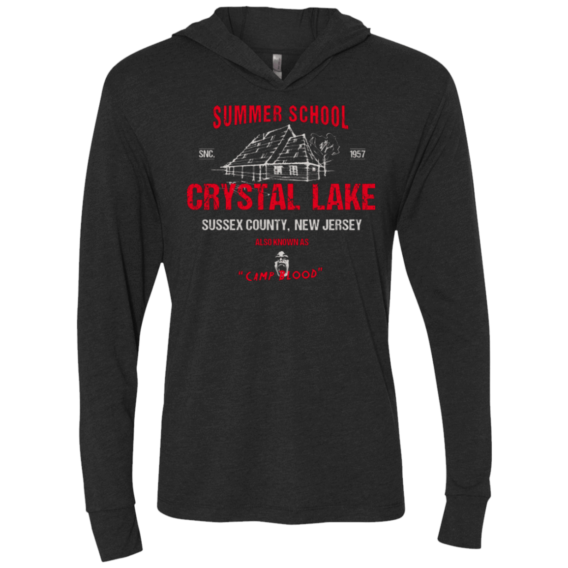 T-Shirts Vintage Black / X-Small Crystal Lake summer school Triblend Long Sleeve Hoodie Tee