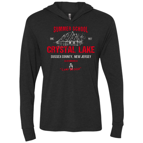 T-Shirts Vintage Black / X-Small Crystal Lake summer school Triblend Long Sleeve Hoodie Tee