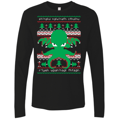 T-Shirts Black / Small Cthulhu Cultist Christmas Men's Premium Long Sleeve