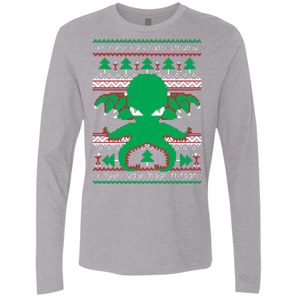 T-Shirts Heather Grey / Small Cthulhu Cultist Christmas Men's Premium Long Sleeve