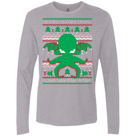 T-Shirts Heather Grey / Small Cthulhu Cultist Christmas Men's Premium Long Sleeve