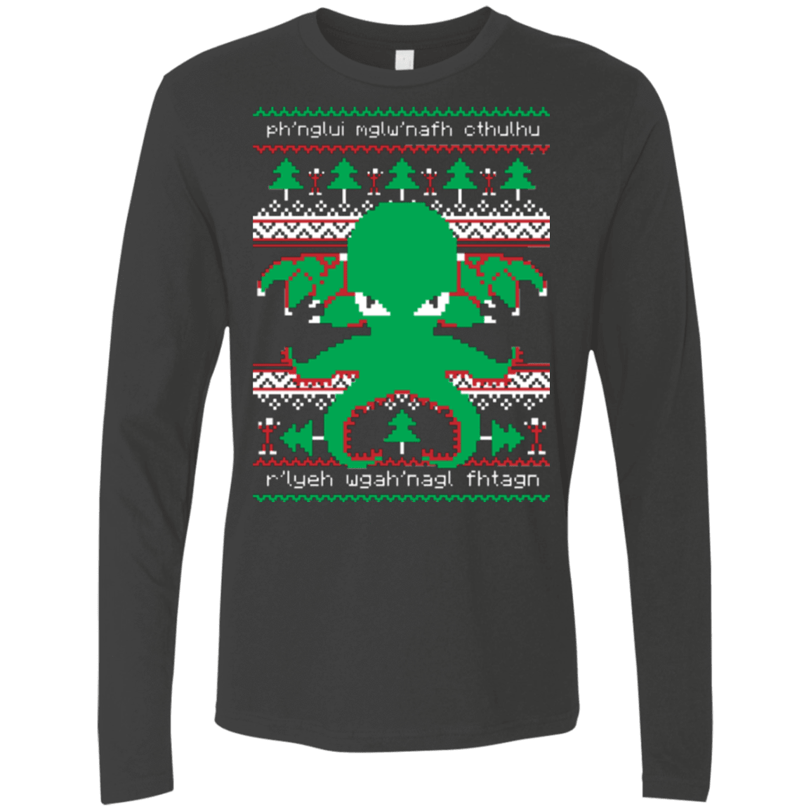 T-Shirts Heavy Metal / Small Cthulhu Cultist Christmas Men's Premium Long Sleeve