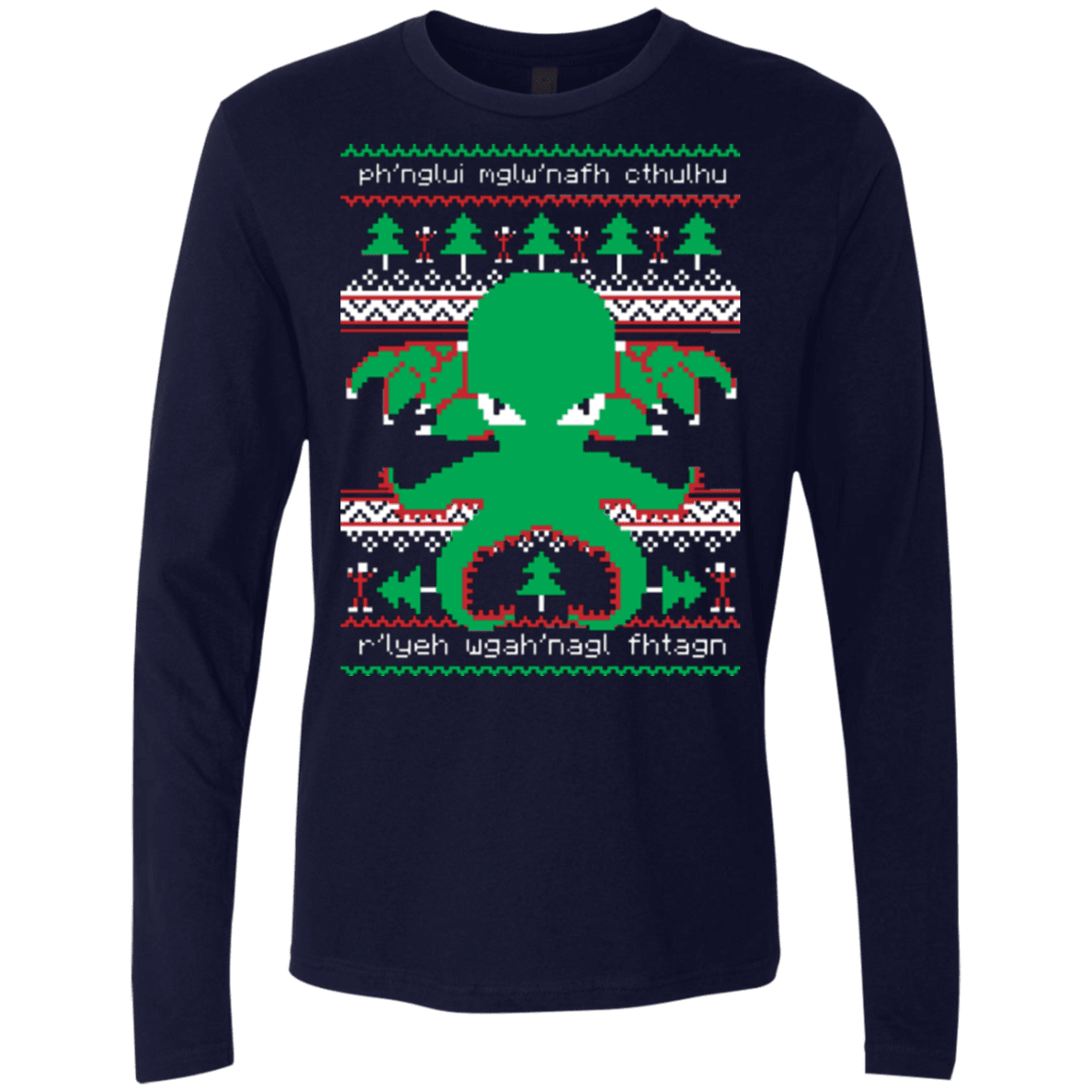 T-Shirts Midnight Navy / Small Cthulhu Cultist Christmas Men's Premium Long Sleeve