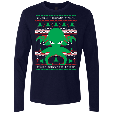 T-Shirts Midnight Navy / Small Cthulhu Cultist Christmas Men's Premium Long Sleeve