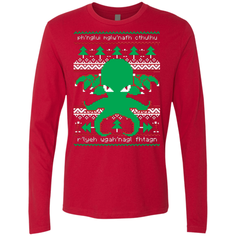 T-Shirts Red / Small Cthulhu Cultist Christmas Men's Premium Long Sleeve