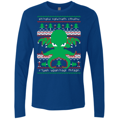 T-Shirts Royal / Small Cthulhu Cultist Christmas Men's Premium Long Sleeve