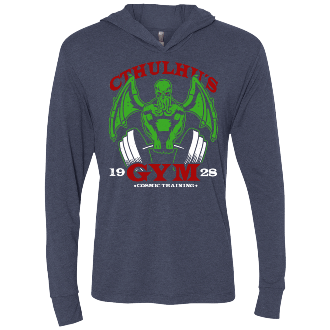 T-Shirts Vintage Navy / X-Small Cthulhu Gym Triblend Long Sleeve Hoodie Tee