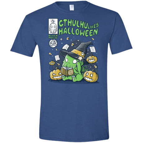 T-Shirts Heather Royal / X-Small Cthulhu Likes Halloween Men's Semi-Fitted Softstyle