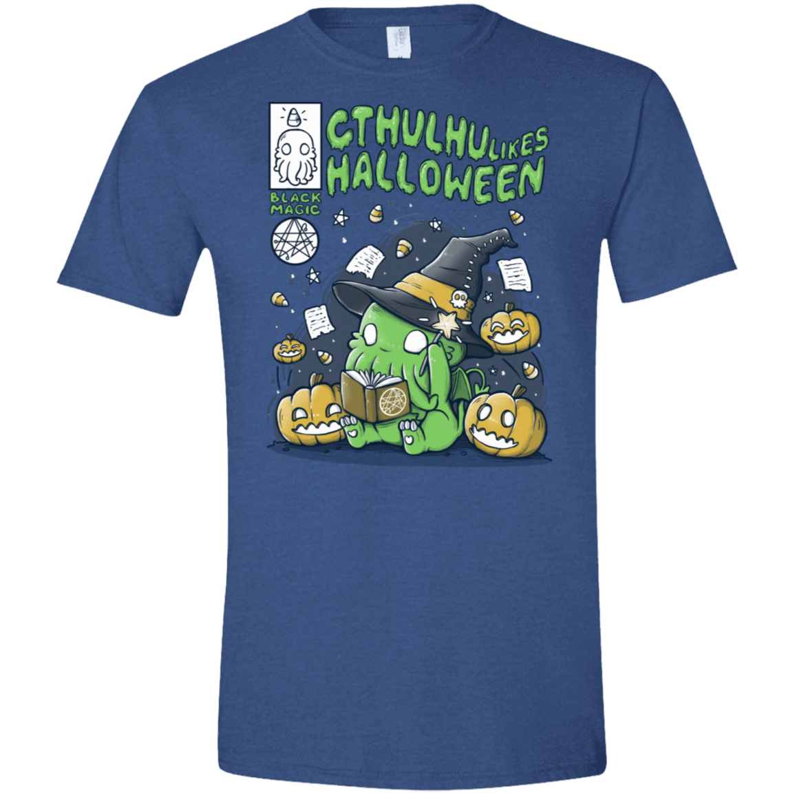 T-Shirts Heather Royal / X-Small Cthulhu Likes Halloween Men's Semi-Fitted Softstyle