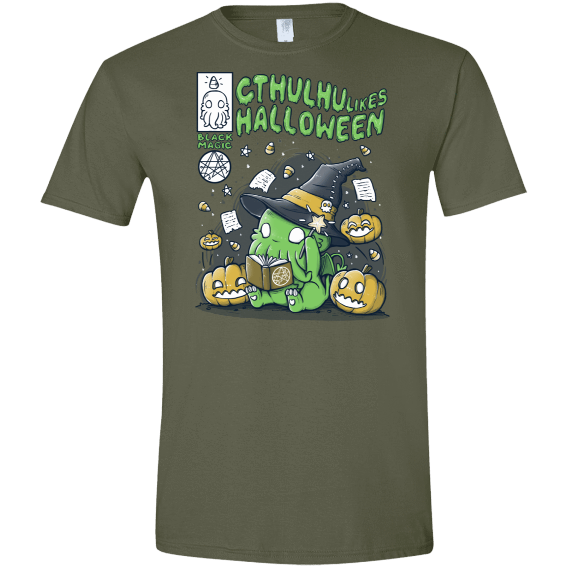 T-Shirts Military Green / S Cthulhu Likes Halloween Men's Semi-Fitted Softstyle