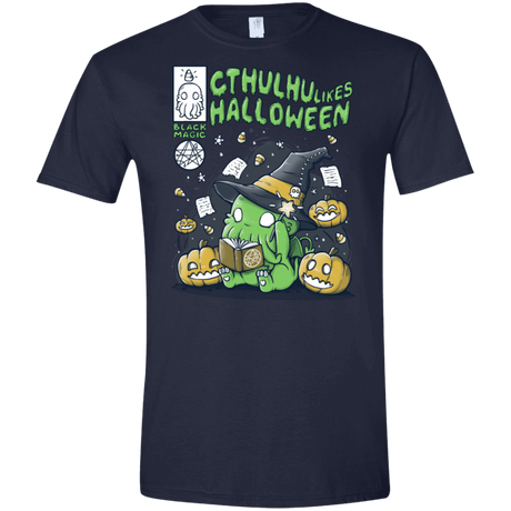 T-Shirts Navy / S Cthulhu Likes Halloween Men's Semi-Fitted Softstyle