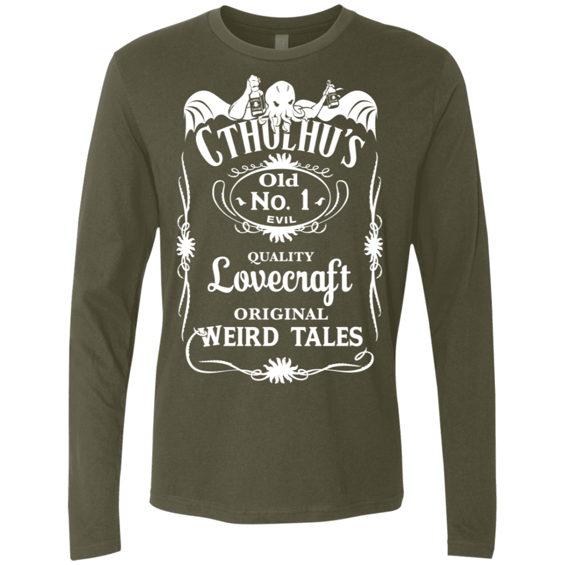 T-Shirts Military Green / S Cthulhu's Men's Premium Long Sleeve