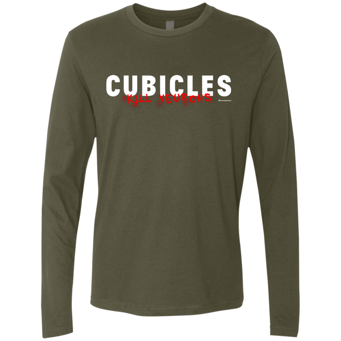 T-Shirts Military Green / Small Cubicles Kill Neurons Men's Premium Long Sleeve