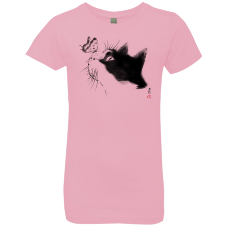 T-Shirts Light Pink / YXS Curious Cat Girls Premium T-Shirt