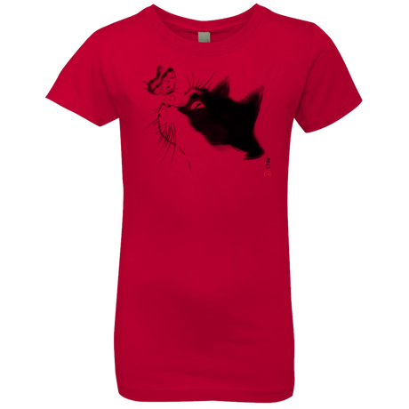 T-Shirts Red / YXS Curious Cat Girls Premium T-Shirt