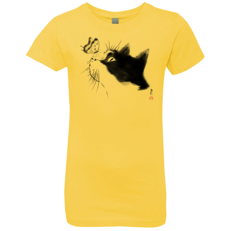 T-Shirts Vibrant Yellow / YXS Curious Cat Girls Premium T-Shirt