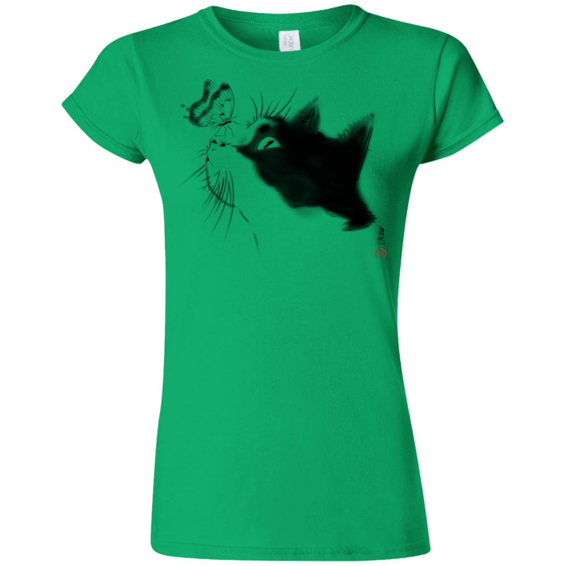 T-Shirts Irish Green / S Curious Cat Junior Slimmer-Fit T-Shirt