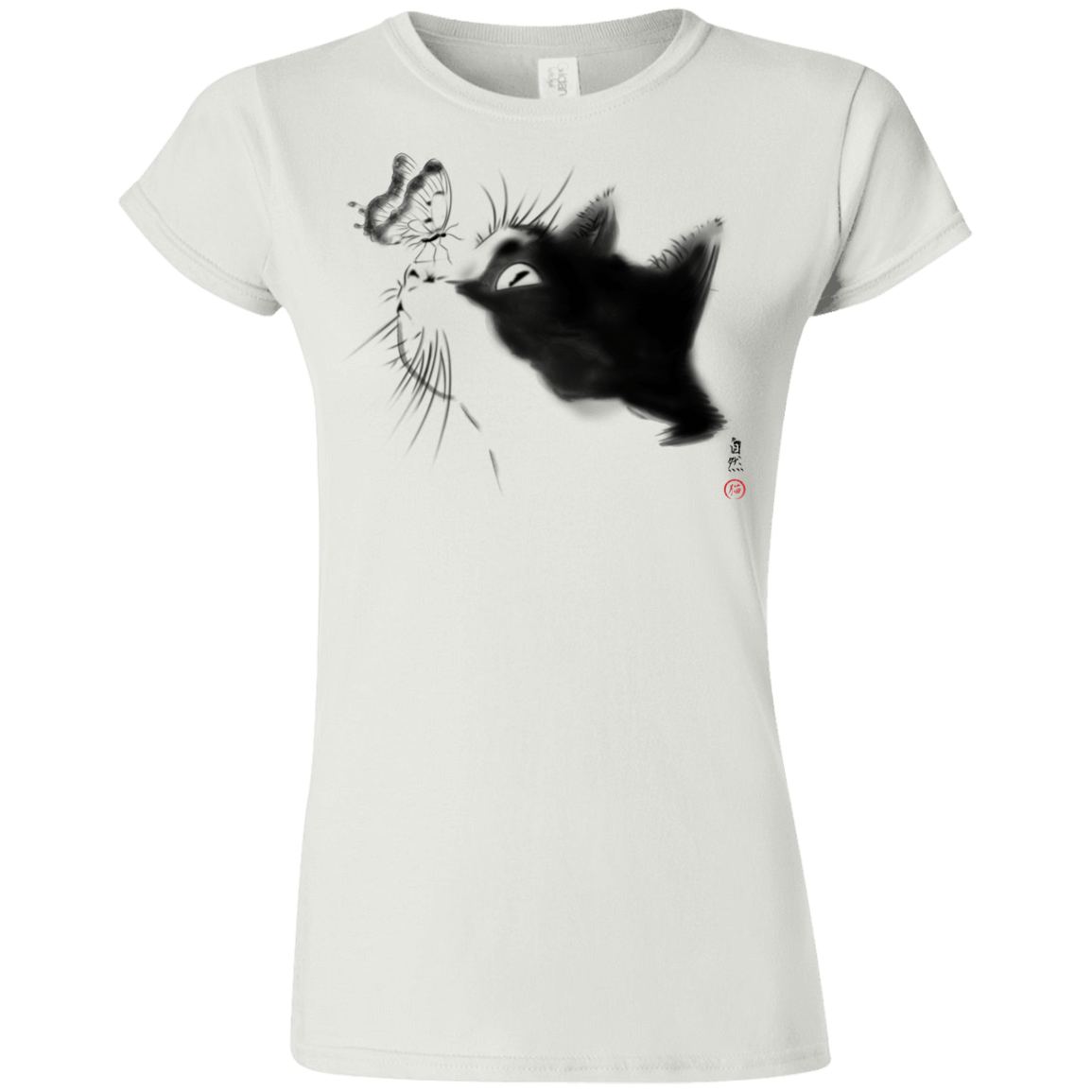 T-Shirts White / S Curious Cat Junior Slimmer-Fit T-Shirt