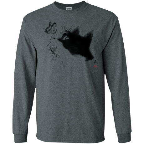 T-Shirts Dark Heather / S Curious Cat Men's Long Sleeve T-Shirt