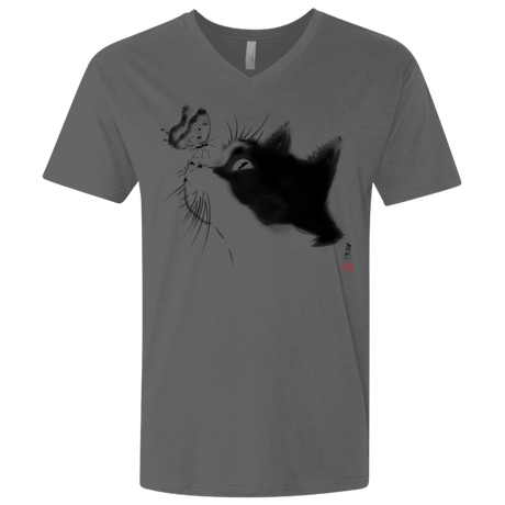 T-Shirts Heavy Metal / X-Small Curious Cat Men's Premium V-Neck
