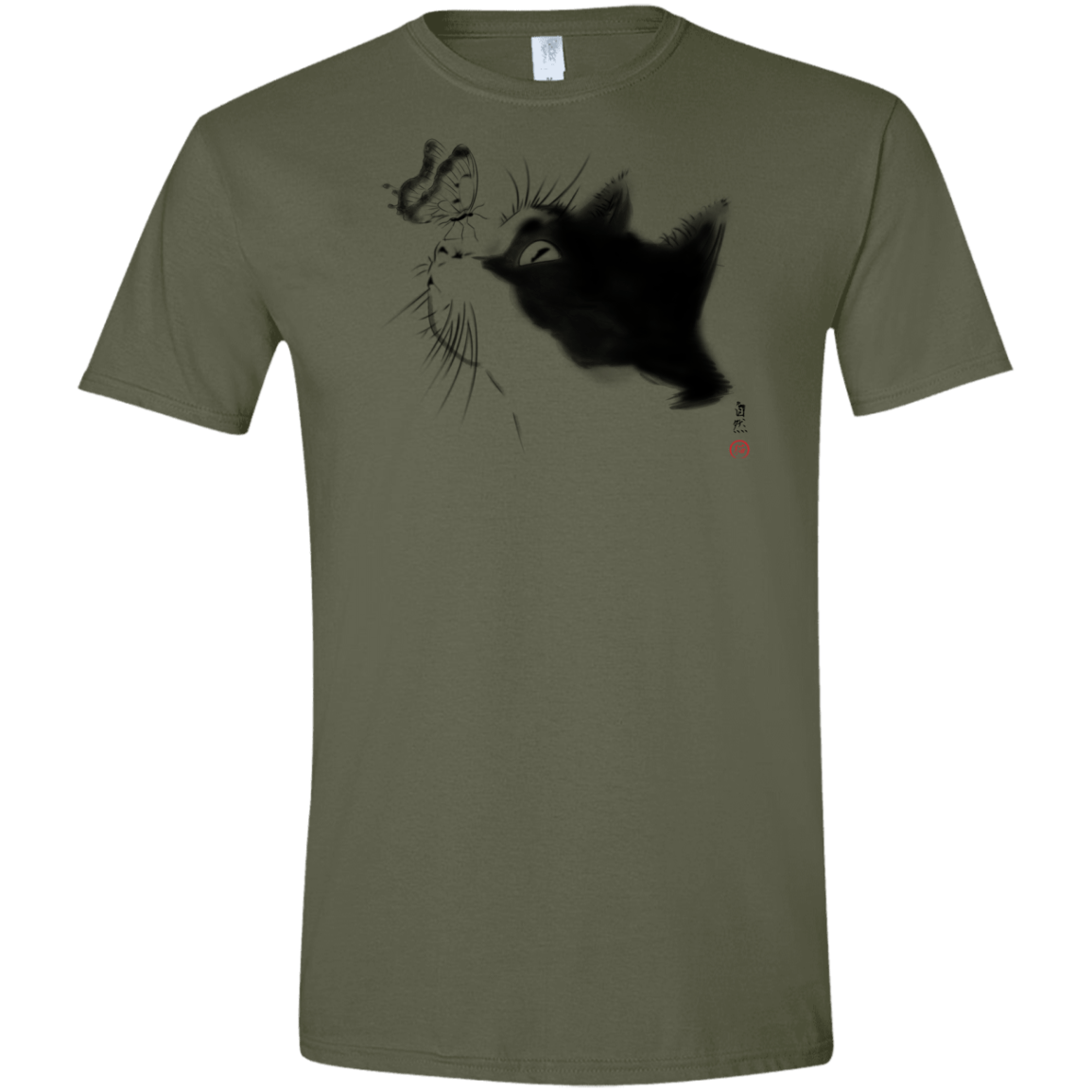 T-Shirts Military Green / S Curious Cat Men's Semi-Fitted Softstyle
