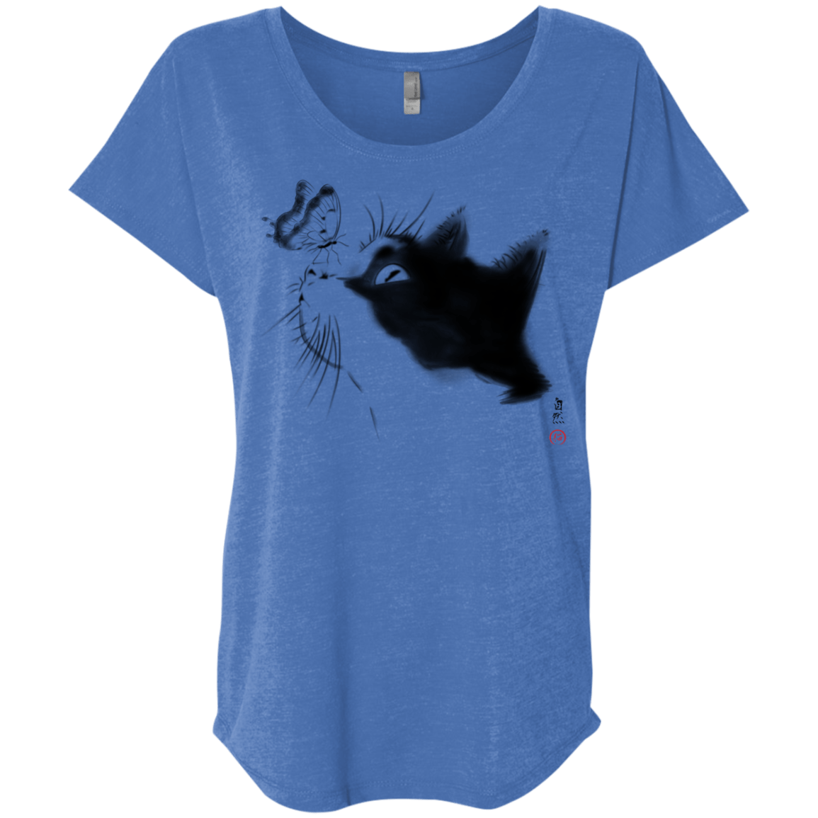 T-Shirts Vintage Royal / X-Small Curious Cat Triblend Dolman Sleeve