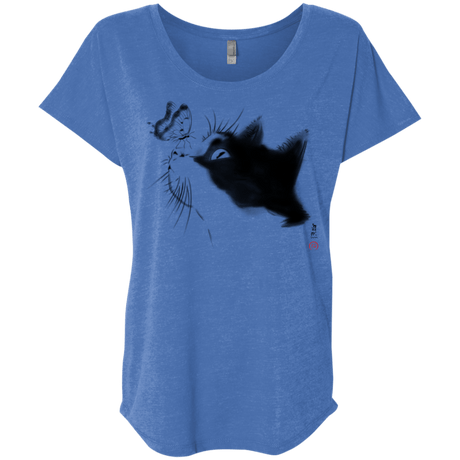 T-Shirts Vintage Royal / X-Small Curious Cat Triblend Dolman Sleeve